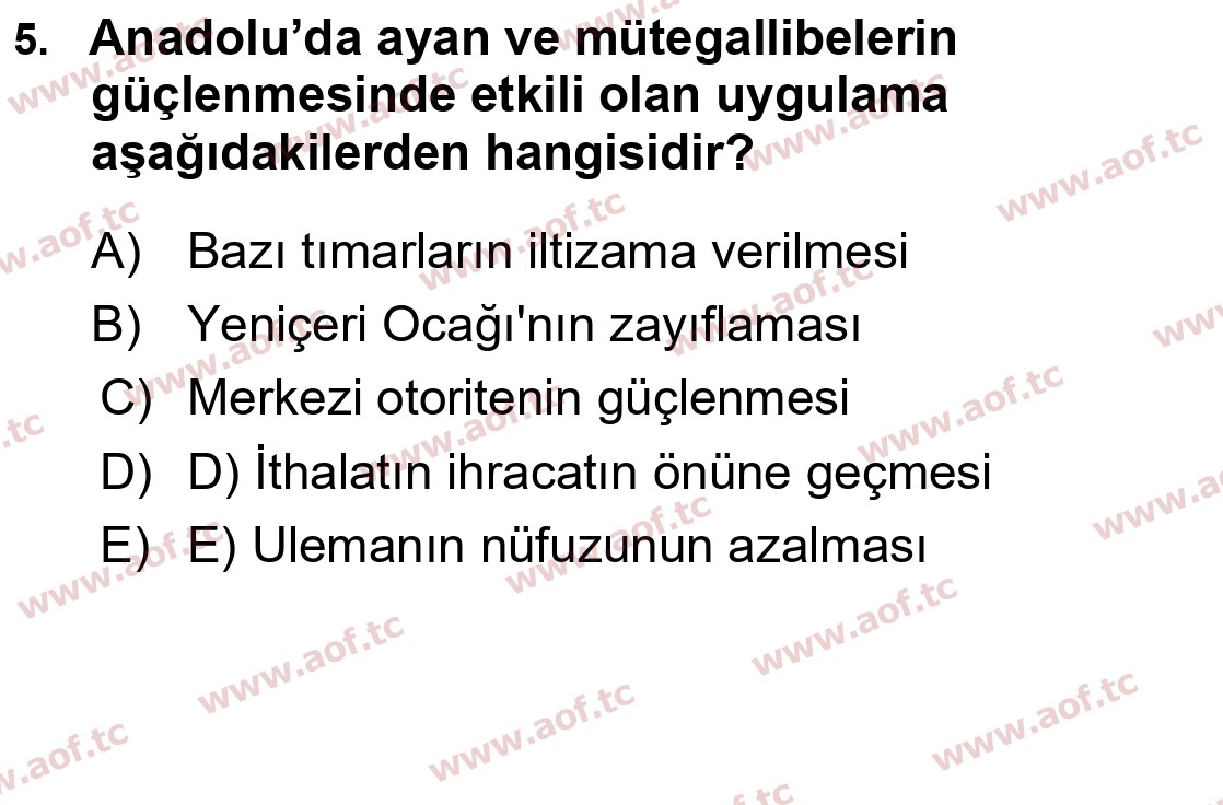  2020 Atatürk İlkeleri ve İnkılap Tarihi 1 Arasınav 5. Çıkmış Sınav Sorusu