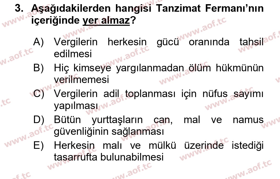  2022 Atatürk İlkeleri ve İnkılap Tarihi 1 Arasınav 3. Çıkmış Sınav Sorusu