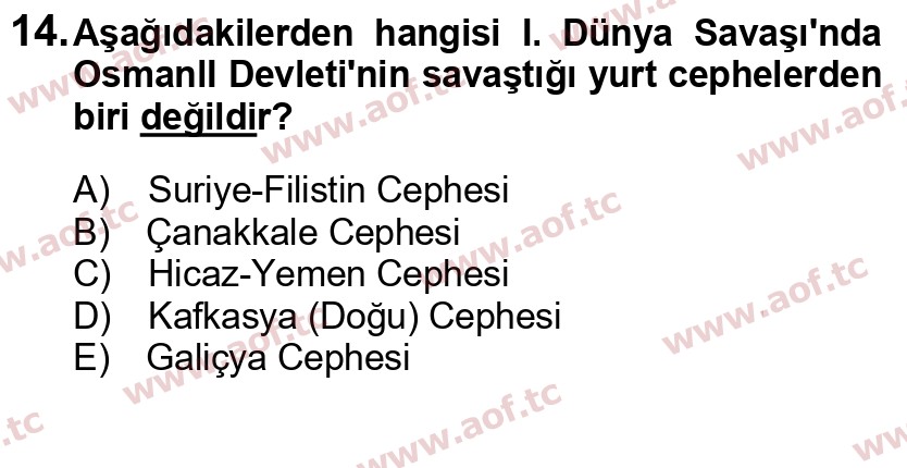  2023 Atatürk İlkeleri ve İnkılap Tarihi 1 Arasınav 14. Çıkmış Sınav Sorusu
