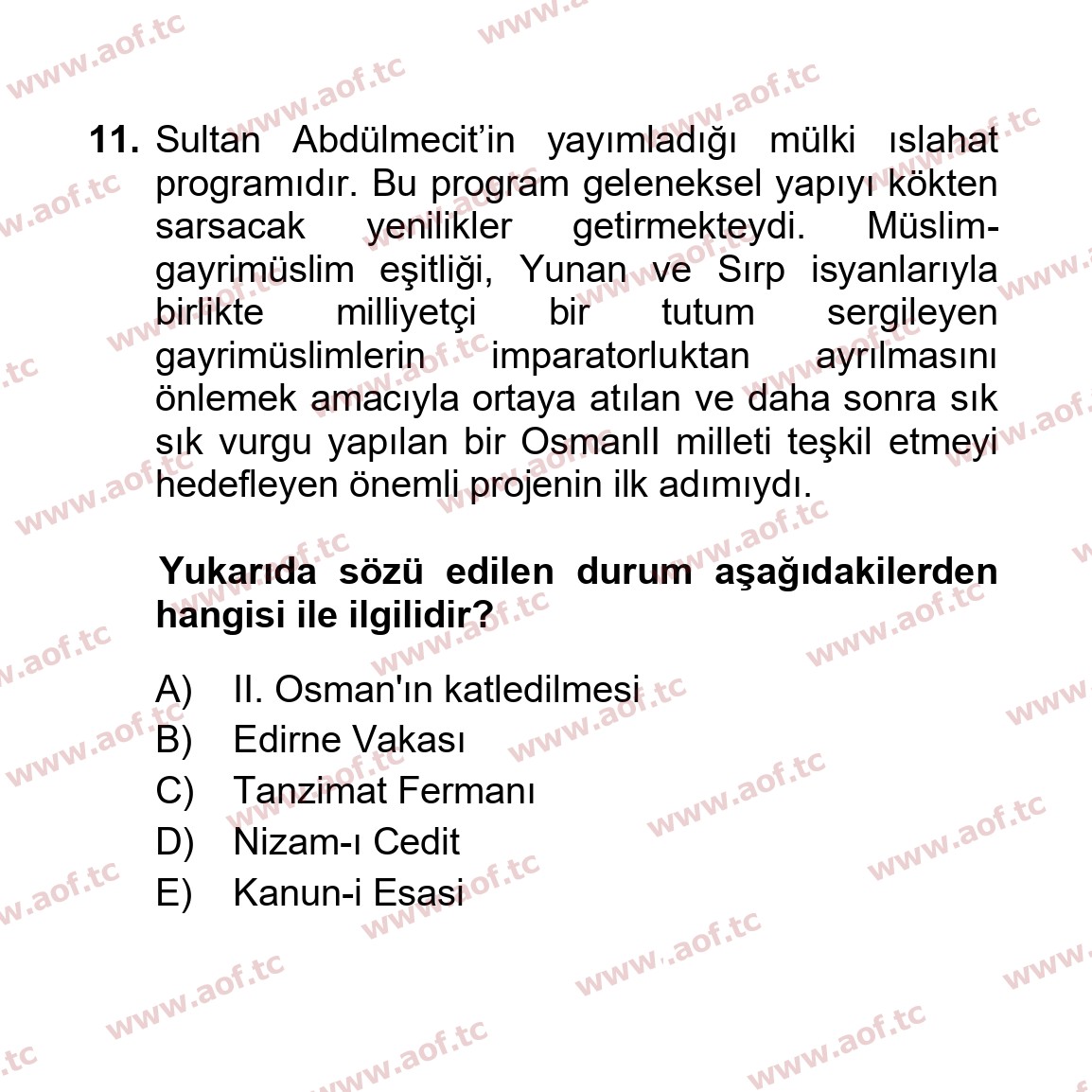 2024 Atatürk İlkeleri ve İnkılap Tarihi 1 Arasınav 11. Çıkmış Sınav Sorusu