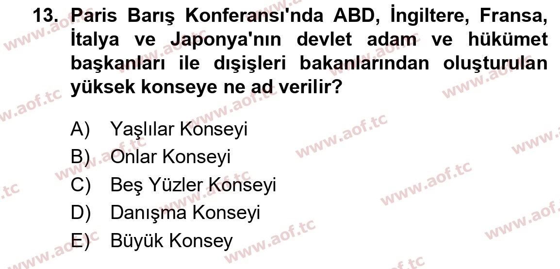 2024 Atatürk İlkeleri ve İnkılap Tarihi 1 Arasınav 13. Çıkmış Sınav Sorusu