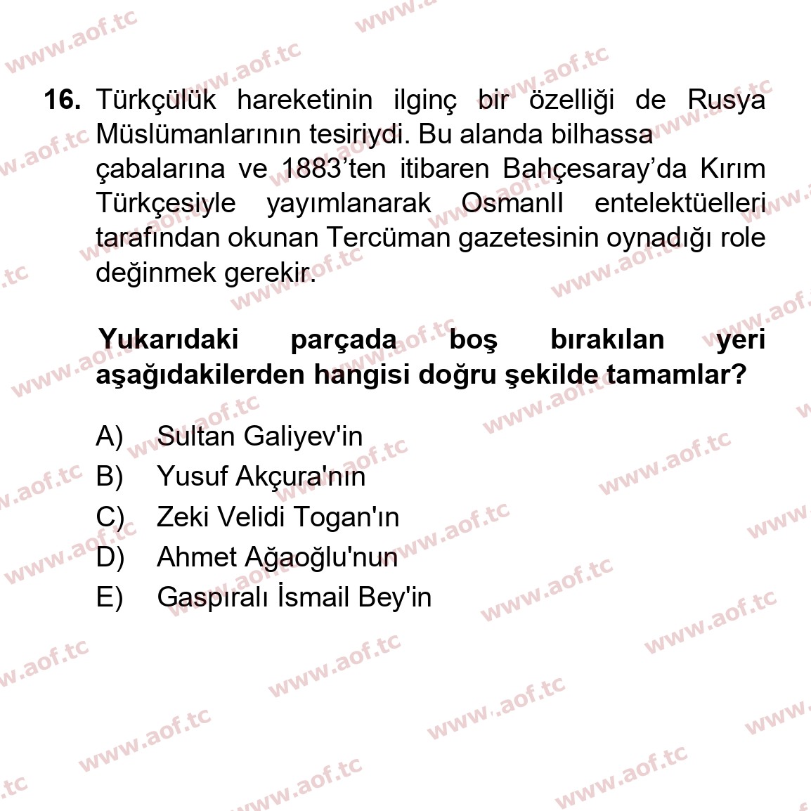 2024 Atatürk İlkeleri ve İnkılap Tarihi 1 Arasınav 16. Çıkmış Sınav Sorusu