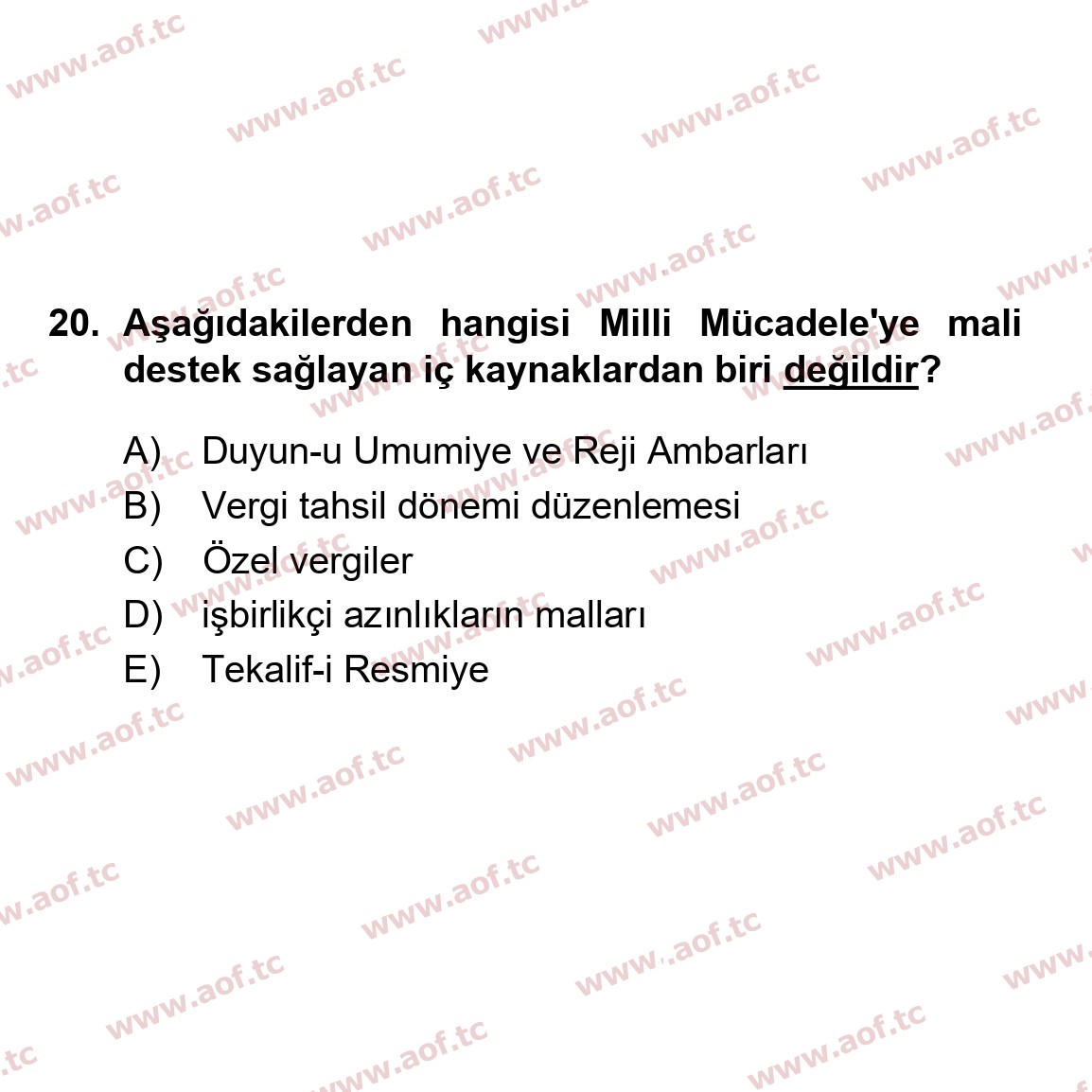 2024 Atatürk İlkeleri ve İnkılap Tarihi 1 Arasınav 20. Çıkmış Sınav Sorusu