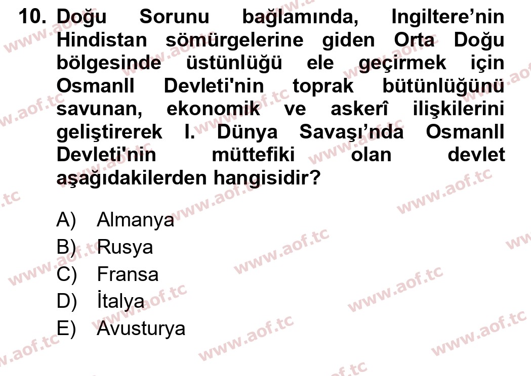 2025 Atatürk İlkeleri ve İnkılap Tarihi 1 Arasınav 10. Çıkmış Sınav Sorusu