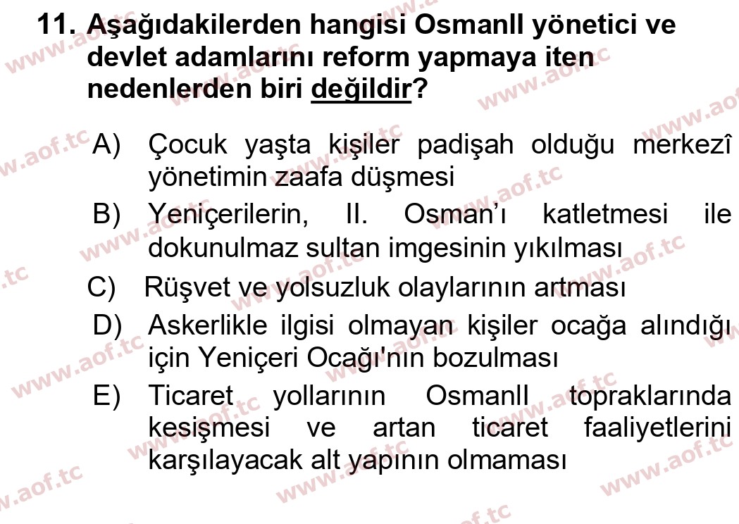 2025 Atatürk İlkeleri ve İnkılap Tarihi 1 Arasınav 11. Çıkmış Sınav Sorusu