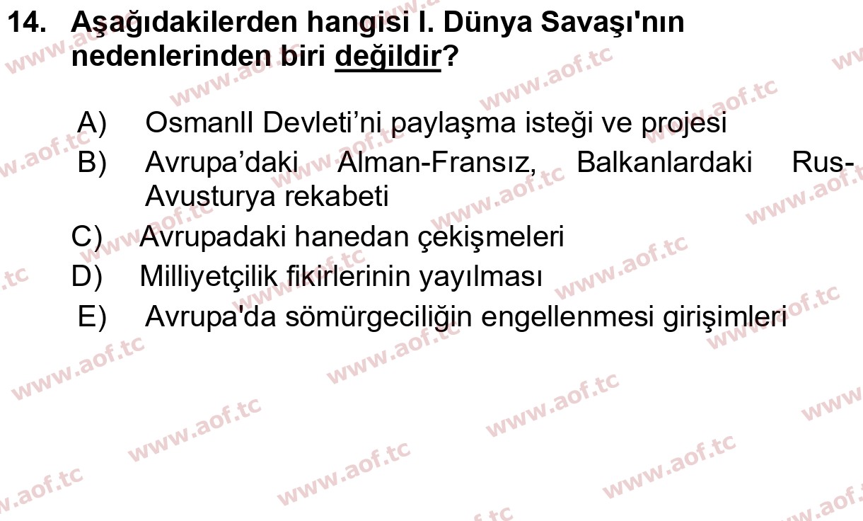 2025 Atatürk İlkeleri ve İnkılap Tarihi 1 Arasınav 14. Çıkmış Sınav Sorusu