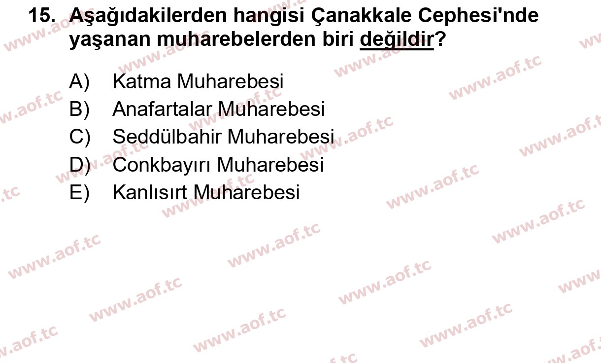 2025 Atatürk İlkeleri ve İnkılap Tarihi 1 Arasınav 15. Çıkmış Sınav Sorusu