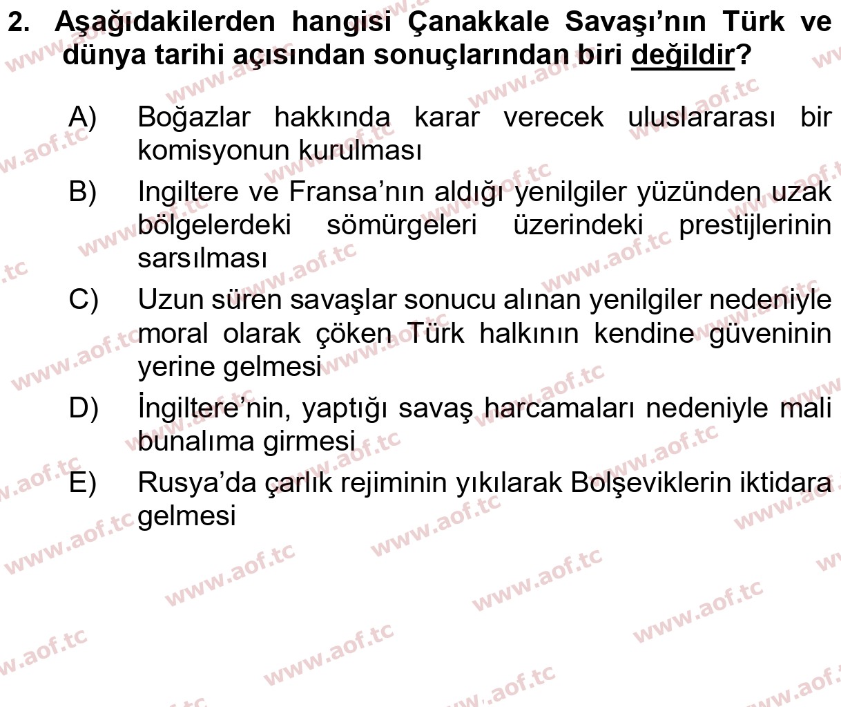  2026 Atatürk İlkeleri ve İnkılap Tarihi 1 Arasınav 2. Çıkmış Sınav Sorusu