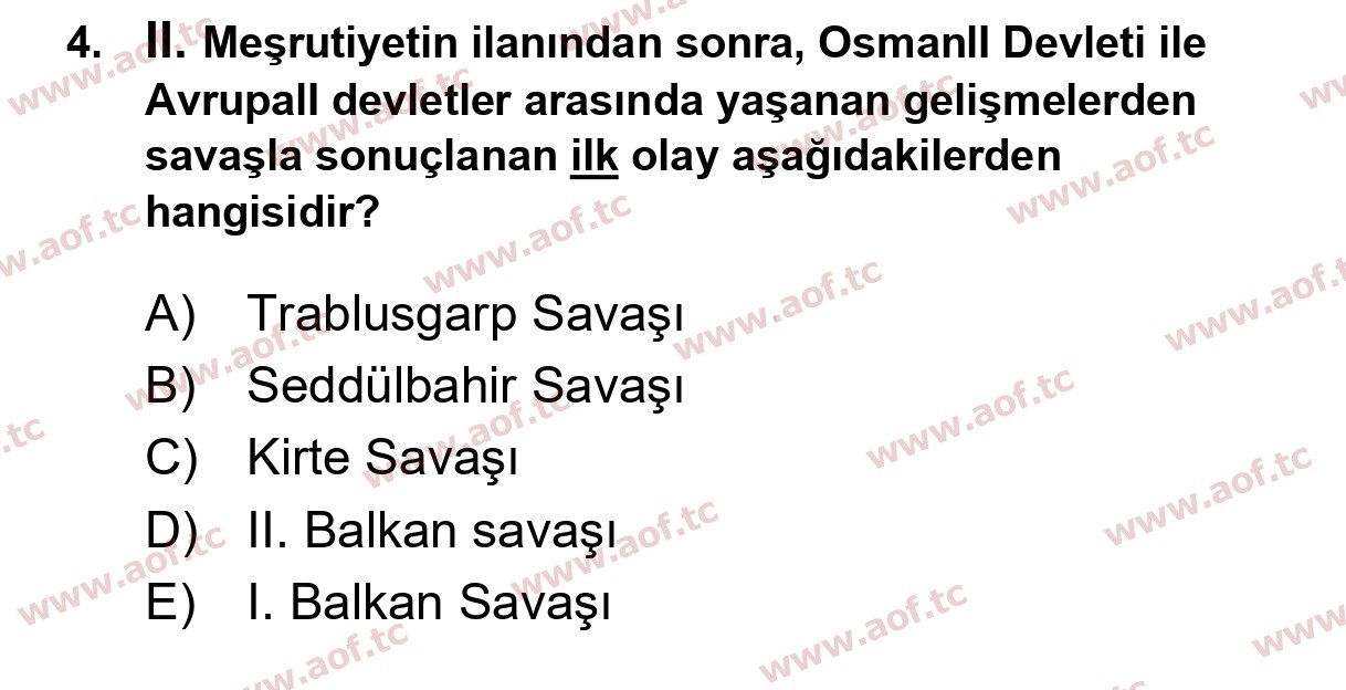  2026 Atatürk İlkeleri ve İnkılap Tarihi 1 Arasınav 4. Çıkmış Sınav Sorusu