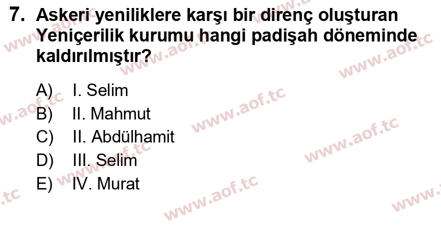  2026 Atatürk İlkeleri ve İnkılap Tarihi 1 Arasınav 7. Çıkmış Sınav Sorusu