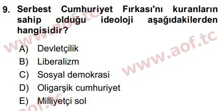 2016 Atatürk İlkeleri ve İnkılap Tarihi 2 Arasınav 9. Çıkmış Sınav Sorusu
