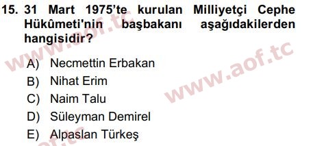 2017 Atatürk İlkeleri ve İnkılap Tarihi 2 Final 15. Çıkmış Sınav Sorusu
