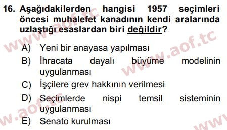 2018 Atatürk İlkeleri ve İnkılap Tarihi 2 Final 16. Çıkmış Sınav Sorusu