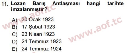 2019 Atatürk İlkeleri ve İnkılap Tarihi 2 Arasınav 11. Çıkmış Sınav Sorusu