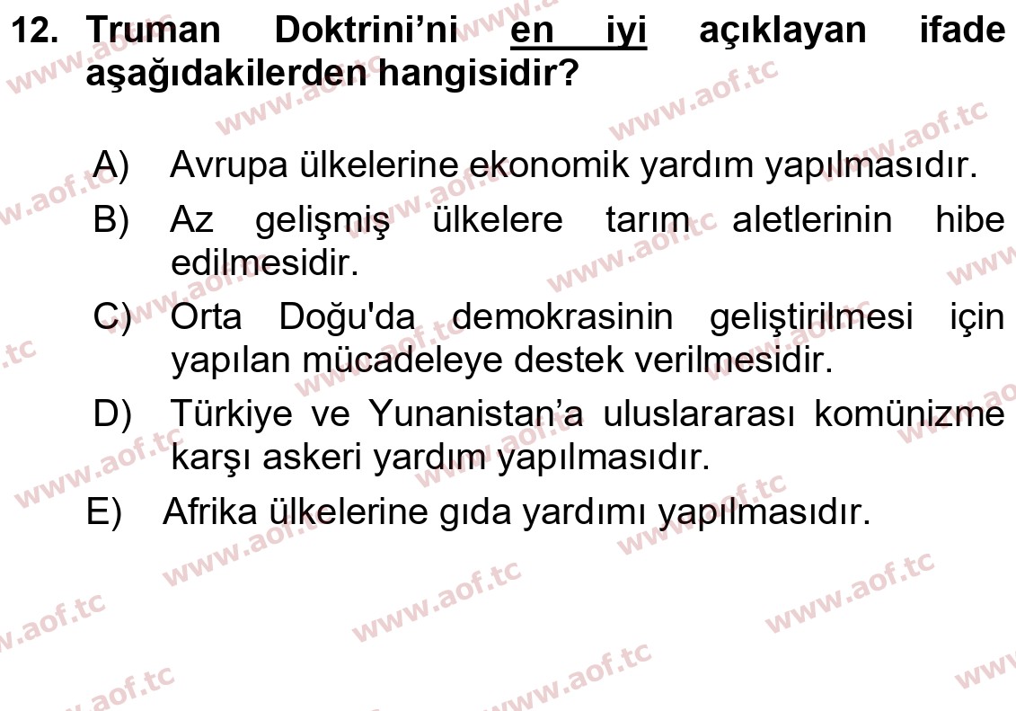 2020 Atatürk İlkeleri ve İnkılap Tarihi 2 Final 12. Çıkmış Sınav Sorusu