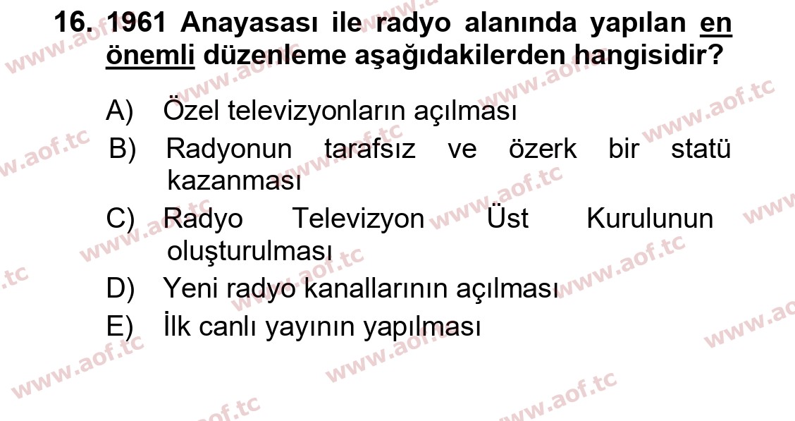 2020 Atatürk İlkeleri ve İnkılap Tarihi 2 Final 16. Çıkmış Sınav Sorusu