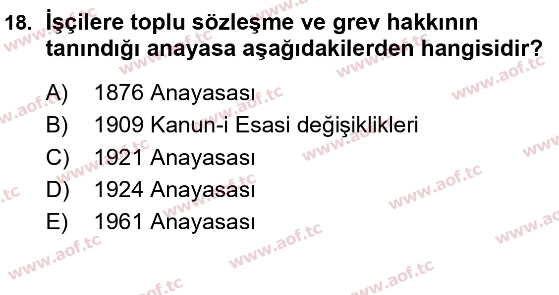 2020 Atatürk İlkeleri ve İnkılap Tarihi 2 Final 18. Çıkmış Sınav Sorusu