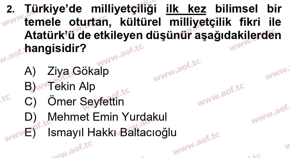 2020 Atatürk İlkeleri ve İnkılap Tarihi 2 Final 2. Çıkmış Sınav Sorusu