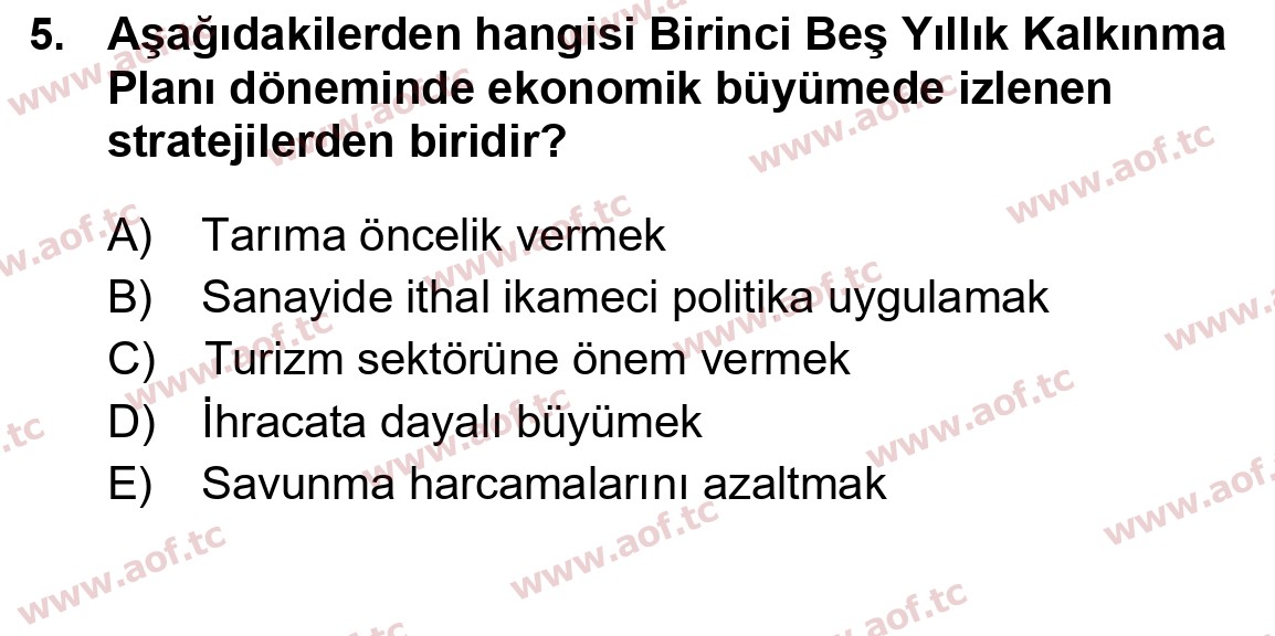 2020 Atatürk İlkeleri ve İnkılap Tarihi 2 Final 5. Çıkmış Sınav Sorusu