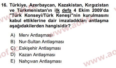 2022 Atatürk İlkeleri ve İnkılap Tarihi 2 Yaz Okulu 16. Çıkmış Sınav Sorusu