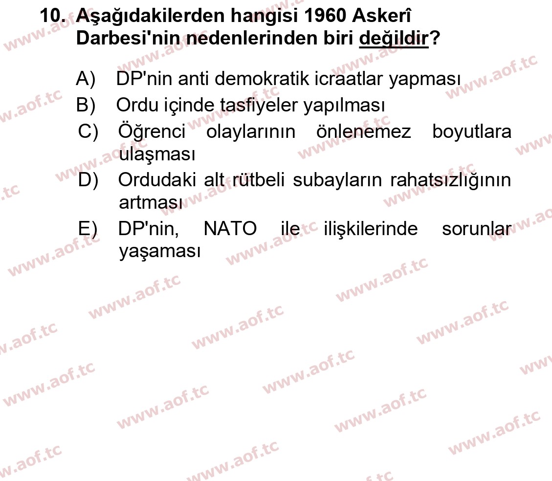 2023 Atatürk İlkeleri ve İnkılap Tarihi 2 Final 10. Çıkmış Sınav Sorusu
