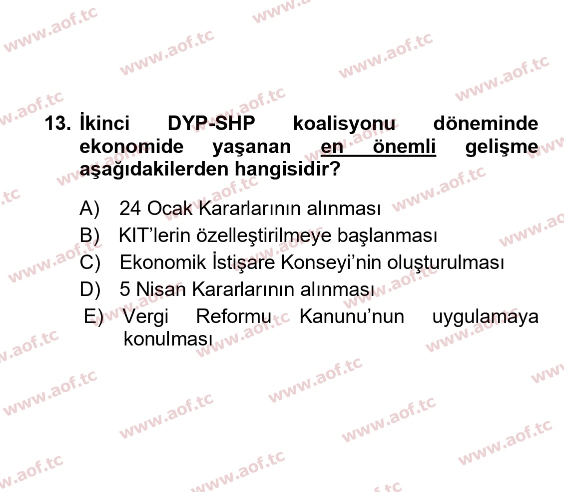 2023 Atatürk İlkeleri ve İnkılap Tarihi 2 Final 13. Çıkmış Sınav Sorusu
