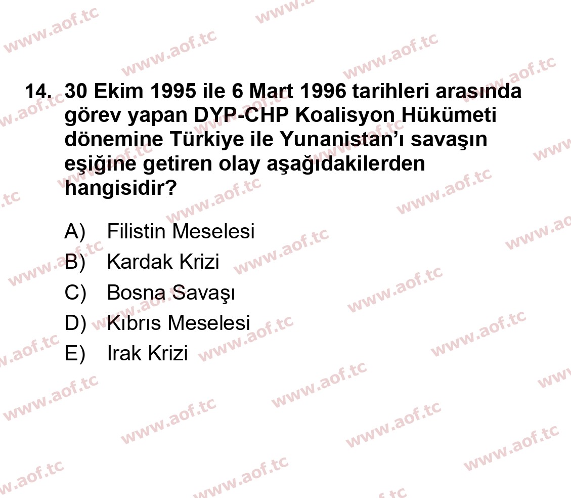 2023 Atatürk İlkeleri ve İnkılap Tarihi 2 Final 14. Çıkmış Sınav Sorusu