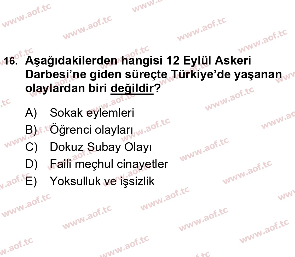 2023 Atatürk İlkeleri ve İnkılap Tarihi 2 Final 16. Çıkmış Sınav Sorusu