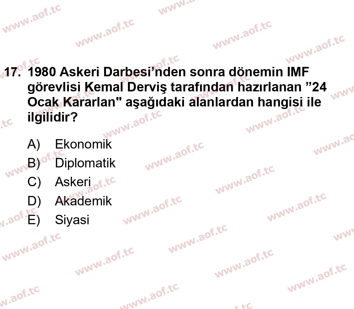 2023 Atatürk İlkeleri ve İnkılap Tarihi 2 Final 17. Çıkmış Sınav Sorusu