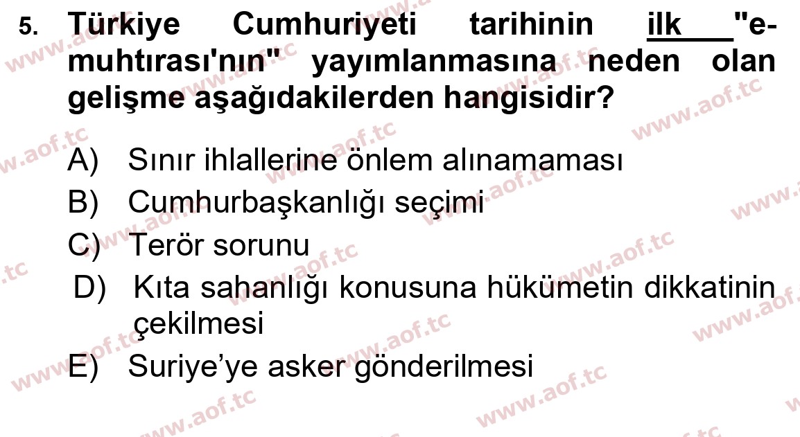 2023 Atatürk İlkeleri ve İnkılap Tarihi 2 Final 5. Çıkmış Sınav Sorusu