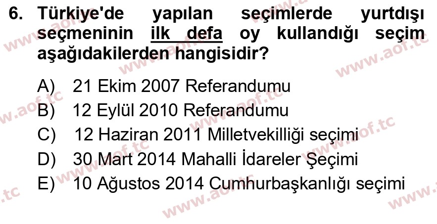 2023 Atatürk İlkeleri ve İnkılap Tarihi 2 Final 6. Çıkmış Sınav Sorusu