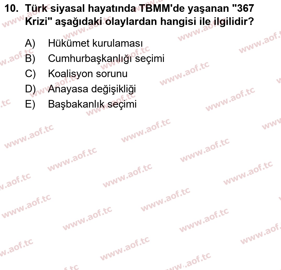 2023 Atatürk İlkeleri ve İnkılap Tarihi 2 Yaz Okulu 10. Çıkmış Sınav Sorusu