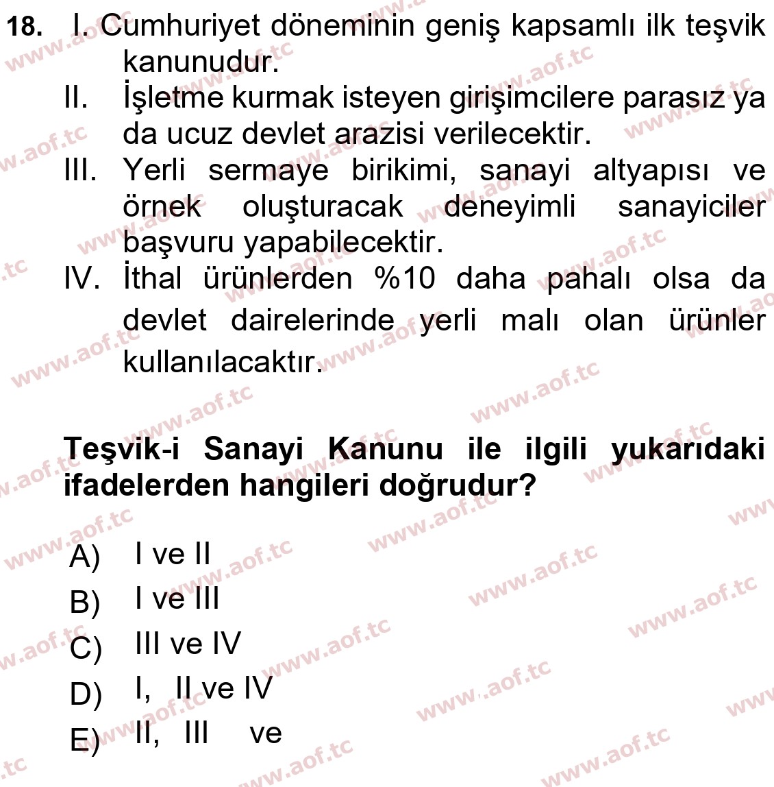 2023 Atatürk İlkeleri ve İnkılap Tarihi 2 Yaz Okulu 18. Çıkmış Sınav Sorusu