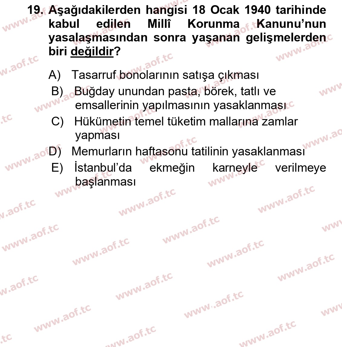 2023 Atatürk İlkeleri ve İnkılap Tarihi 2 Yaz Okulu 19. Çıkmış Sınav Sorusu
