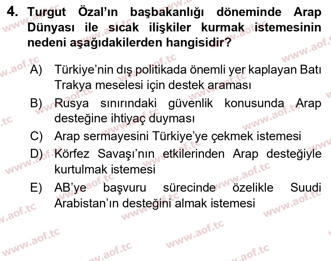 2023 Atatürk İlkeleri ve İnkılap Tarihi 2 Yaz Okulu 4. Çıkmış Sınav Sorusu