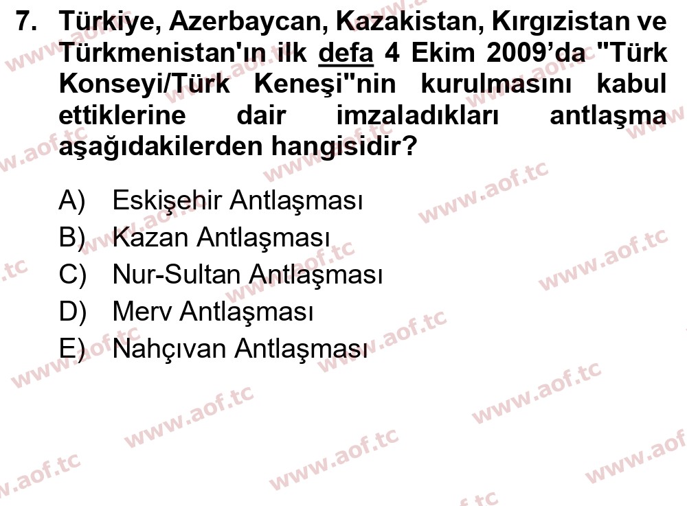 2023 Atatürk İlkeleri ve İnkılap Tarihi 2 Yaz Okulu 7. Çıkmış Sınav Sorusu