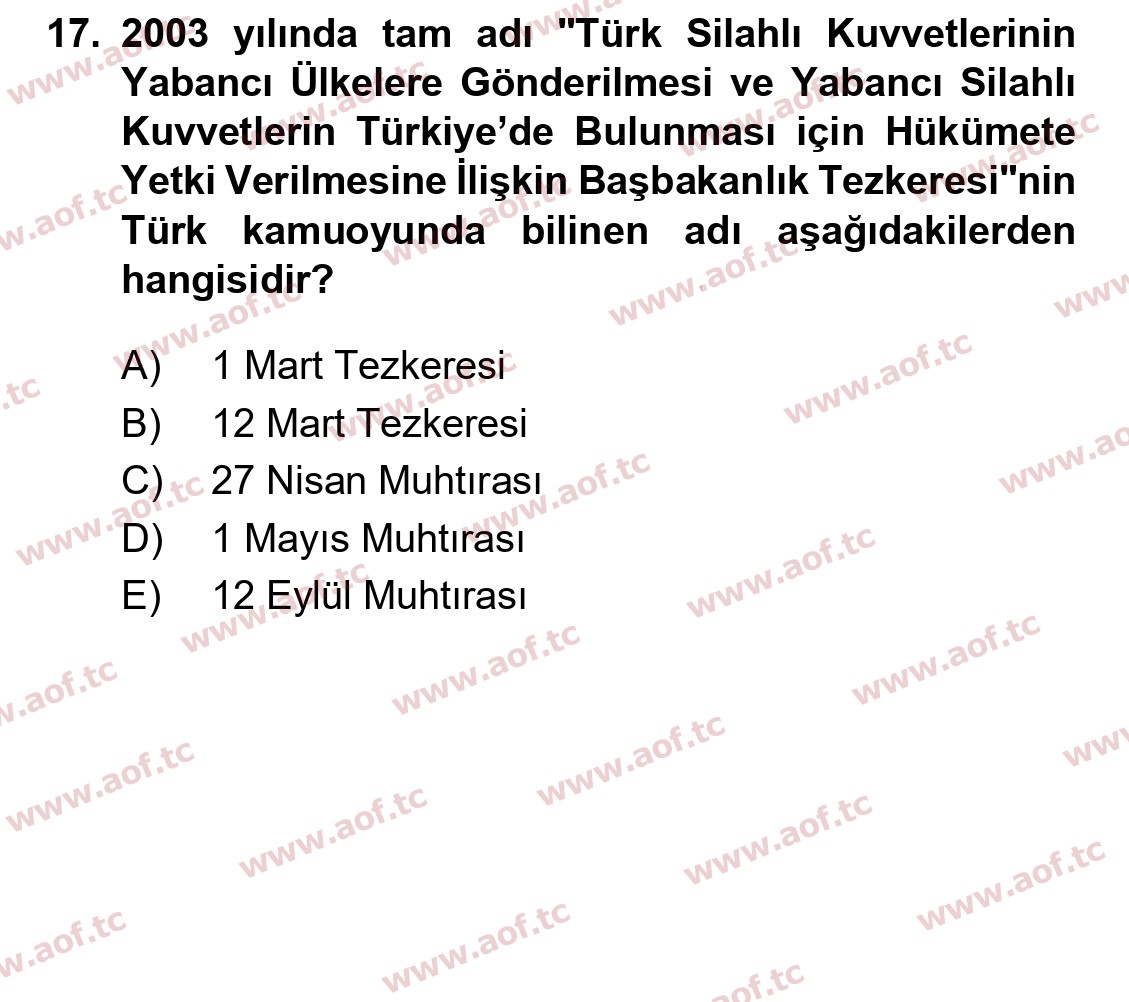2024 Atatürk İlkeleri ve İnkılap Tarihi 2 Final 17. Çıkmış Sınav Sorusu