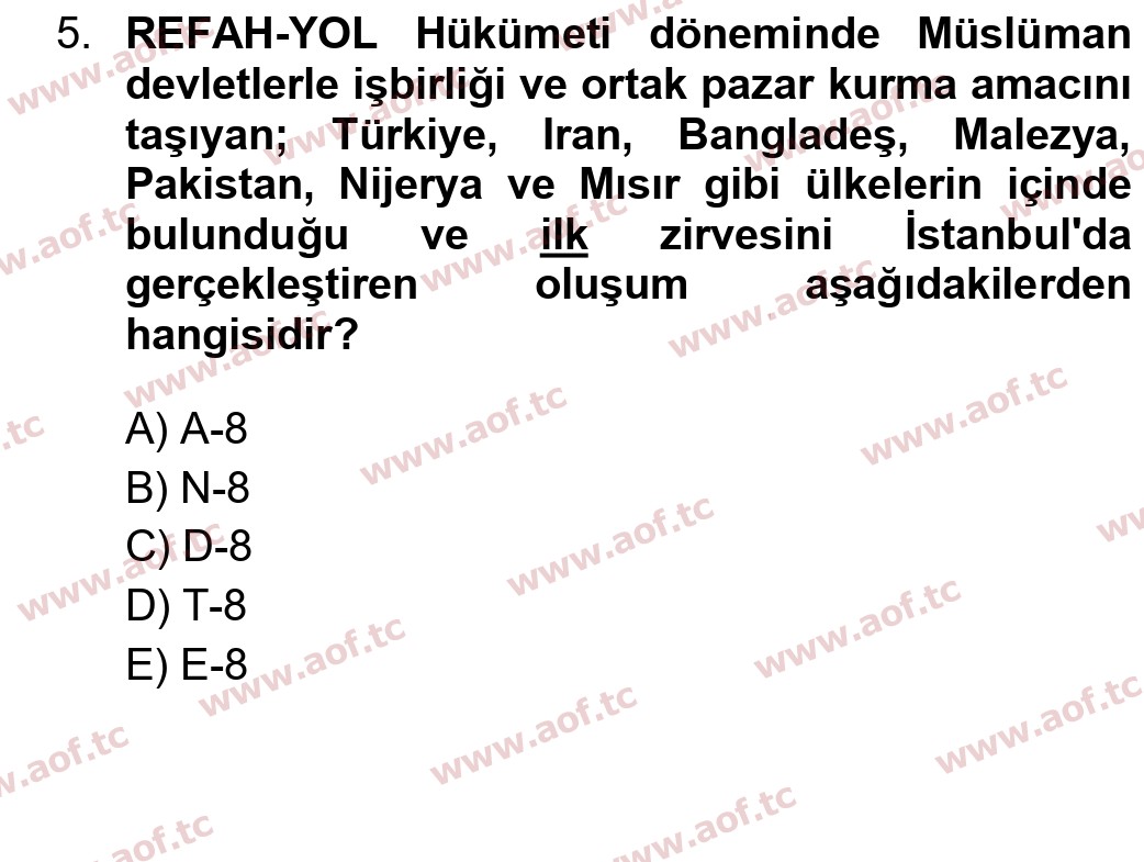 2024 Atatürk İlkeleri ve İnkılap Tarihi 2 Final 5. Çıkmış Sınav Sorusu