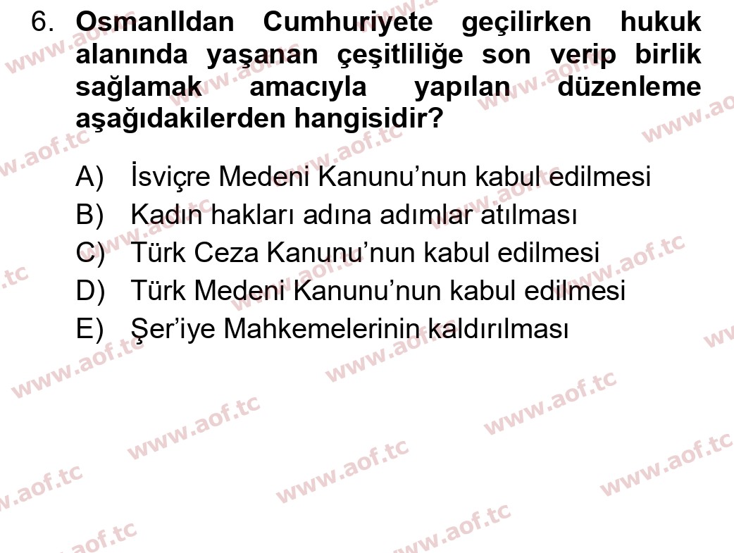 2024 Atatürk İlkeleri ve İnkılap Tarihi 2 Final 6. Çıkmış Sınav Sorusu