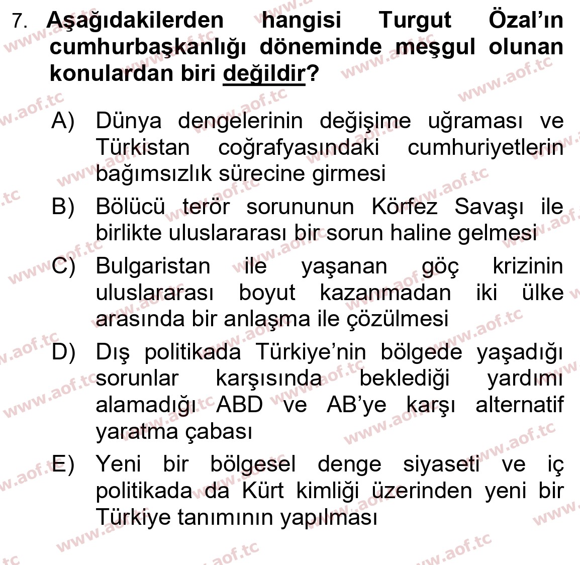 2024 Atatürk İlkeleri ve İnkılap Tarihi 2 Final 7. Çıkmış Sınav Sorusu