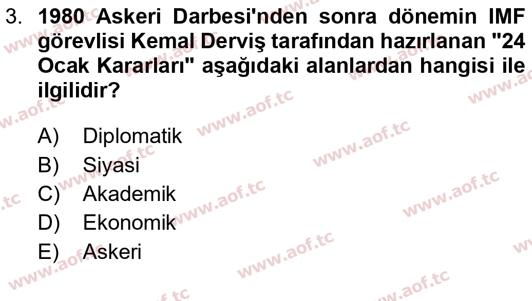 2024 Atatürk İlkeleri ve İnkılap Tarihi 2 Yaz Okulu 3. Çıkmış Sınav Sorusu