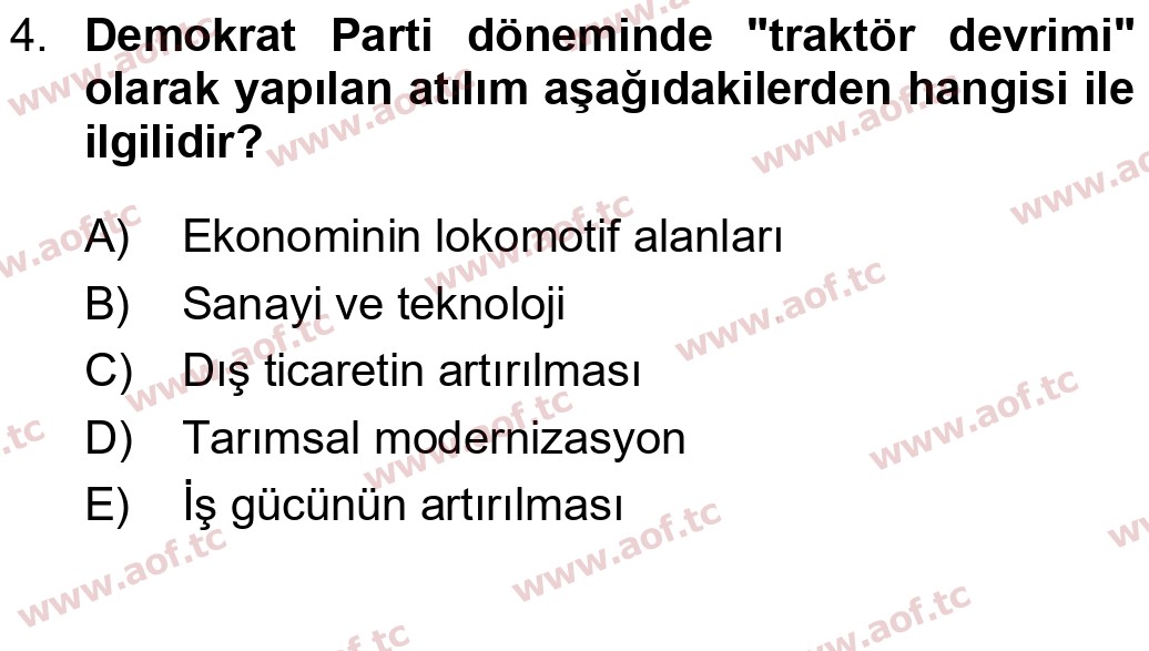 2024 Atatürk İlkeleri ve İnkılap Tarihi 2 Yaz Okulu 4. Çıkmış Sınav Sorusu