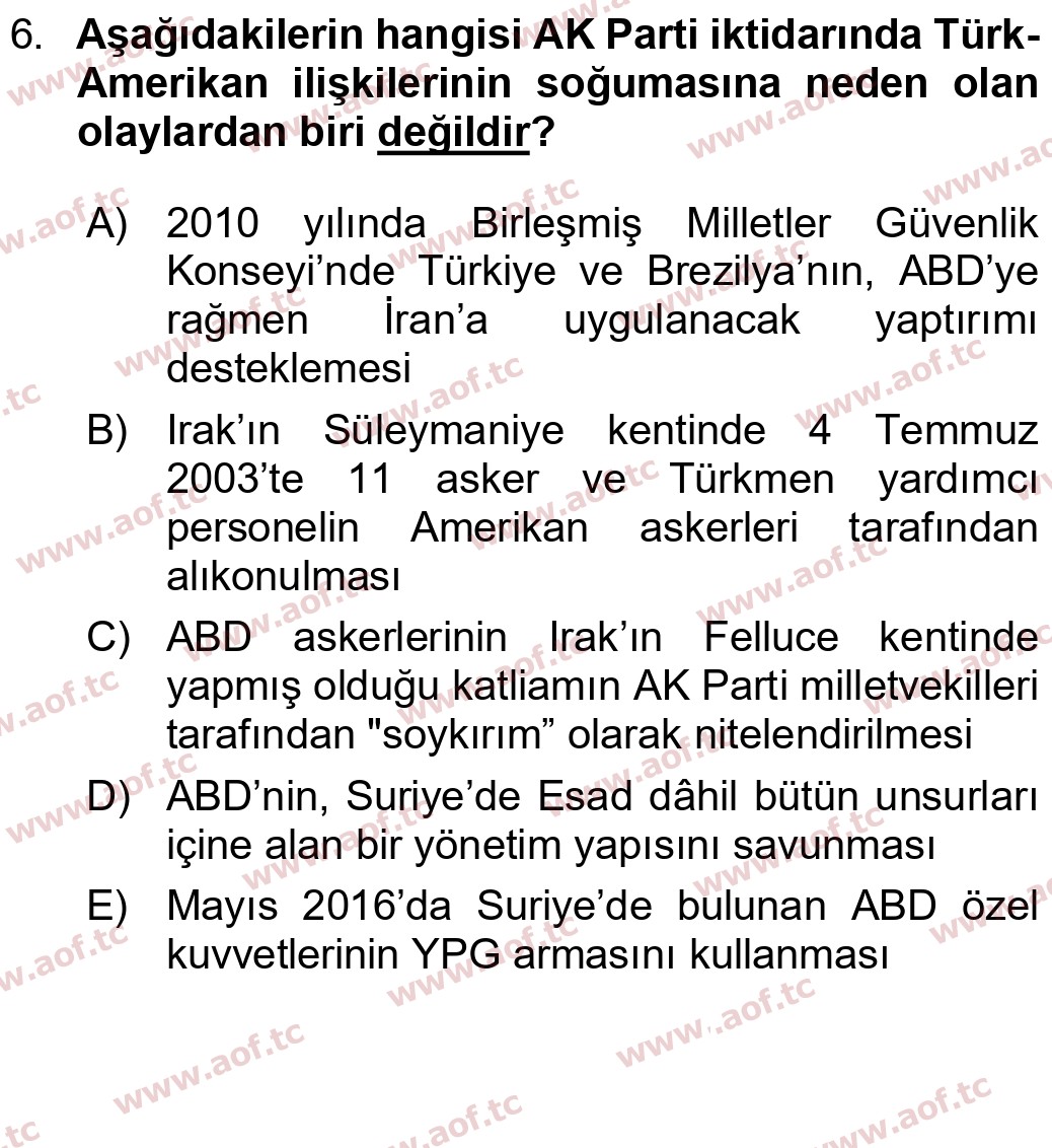 2024 Atatürk İlkeleri ve İnkılap Tarihi 2 Yaz Okulu 6. Çıkmış Sınav Sorusu
