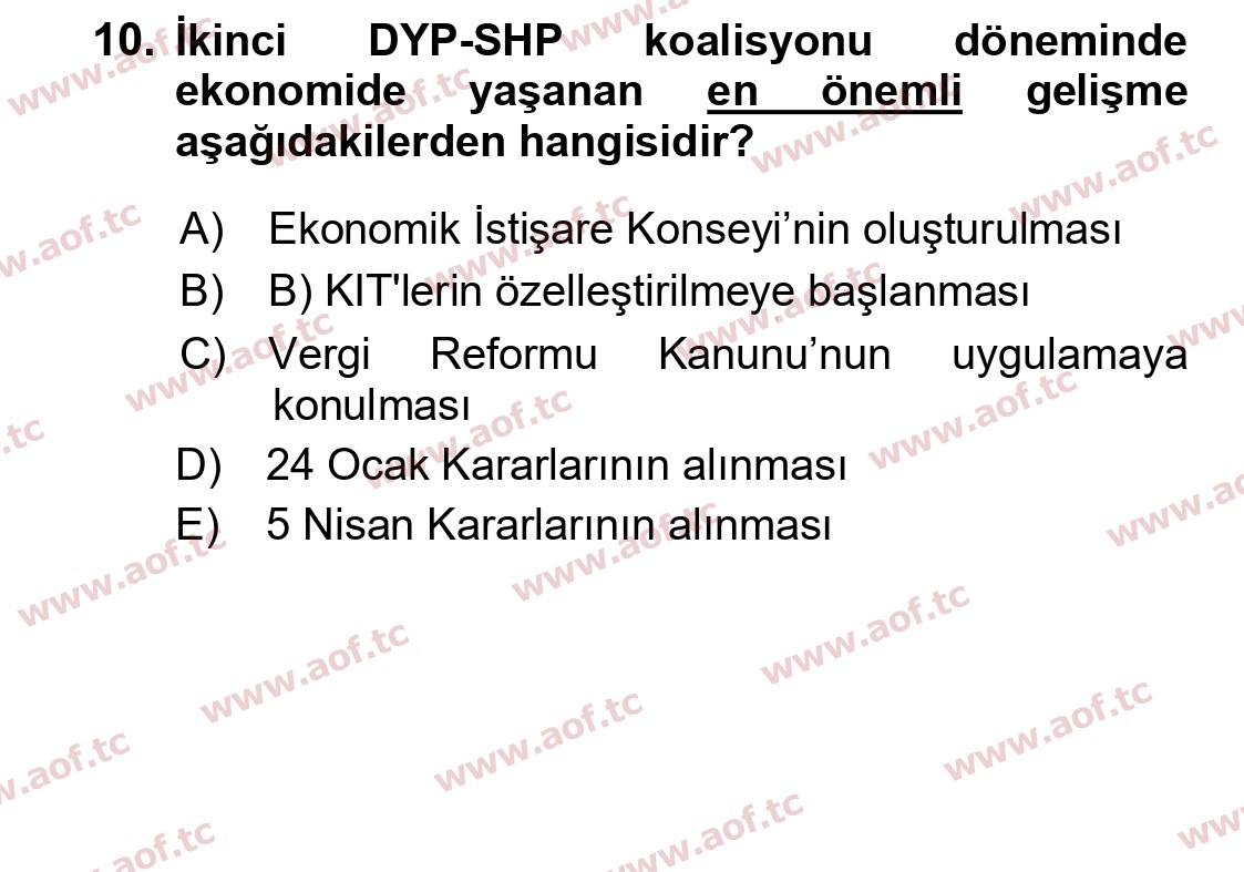 2025 Atatürk İlkeleri ve İnkılap Tarihi 2 Final 10. Çıkmış Sınav Sorusu