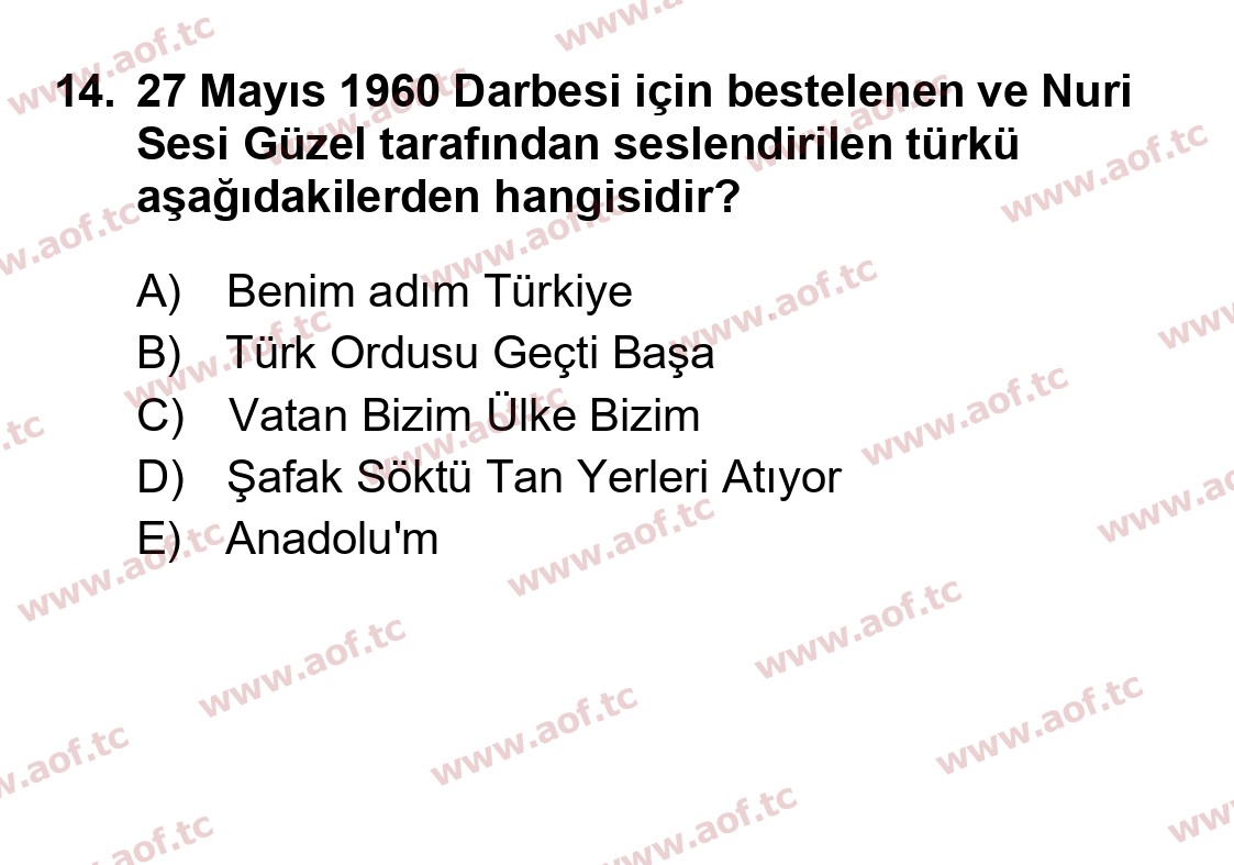 2025 Atatürk İlkeleri ve İnkılap Tarihi 2 Final 14. Çıkmış Sınav Sorusu