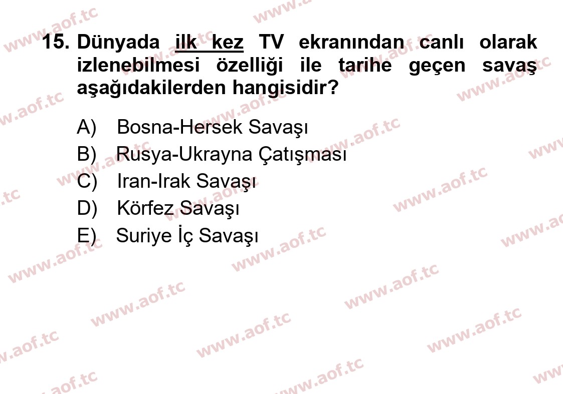 2025 Atatürk İlkeleri ve İnkılap Tarihi 2 Final 15. Çıkmış Sınav Sorusu