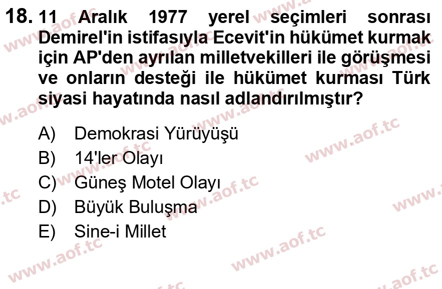 2025 Atatürk İlkeleri ve İnkılap Tarihi 2 Final 18. Çıkmış Sınav Sorusu