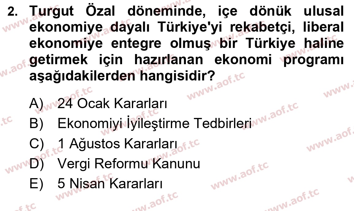 2025 Atatürk İlkeleri ve İnkılap Tarihi 2 Final 2. Çıkmış Sınav Sorusu