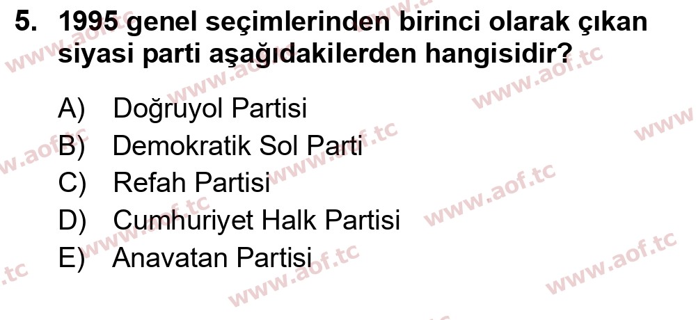 2025 Atatürk İlkeleri ve İnkılap Tarihi 2 Final 5. Çıkmış Sınav Sorusu