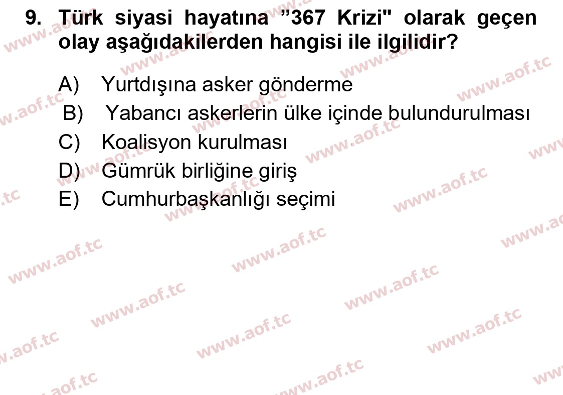 2025 Atatürk İlkeleri ve İnkılap Tarihi 2 Final 9. Çıkmış Sınav Sorusu